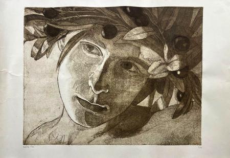 Art work by Rodolfo  Meli  Bacco  - lithography canvas cardboard  